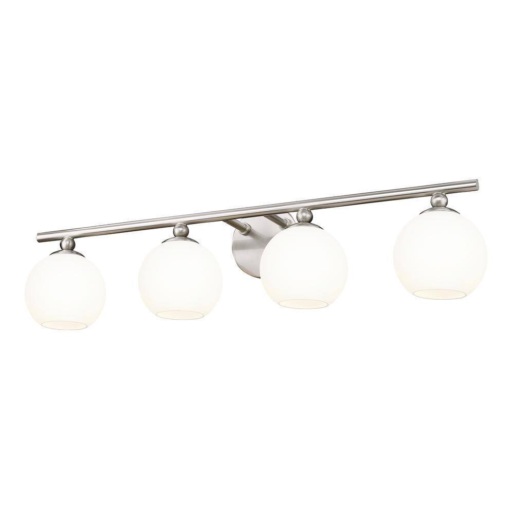 Neoma 30 in. 4 Light Brushed Nickel Vanity Light w/ Opal Etched Glass Shade