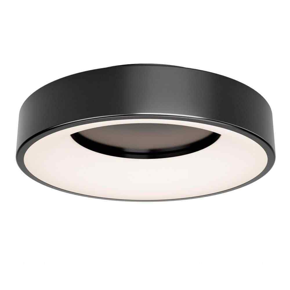 Artika Aiden 13 in. 1-Light Modern Black LED Flush Mount Ceiling Light Fixture