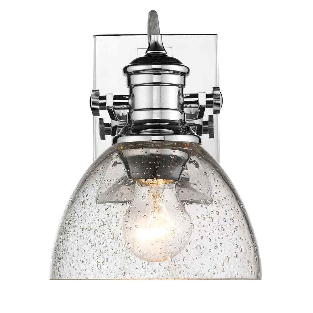 Golden Lighting Hines 1-Light Chrome and Seeded Glass Bath Light 3118-BA1 CH-SD