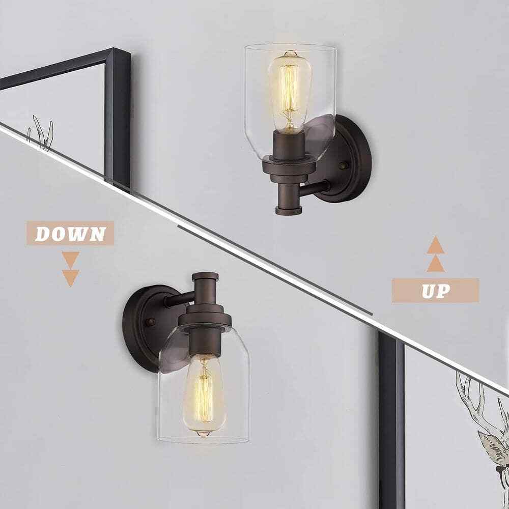 JAZAVA Oil Rubbed Bronze Finish with Clear Shade Vanity Sconces Lights