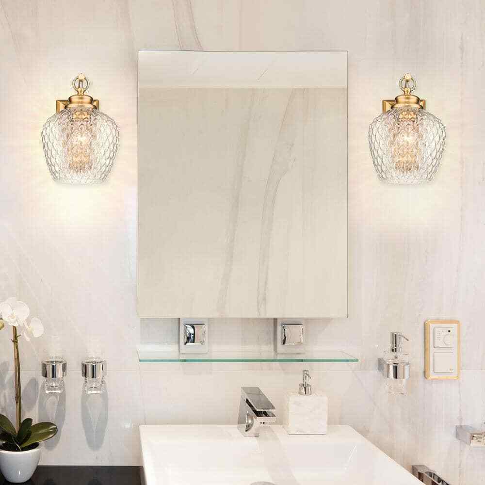 Golden Lighting Adeline Modern Brushed Gold Wall Sconce w/ Clear Glass Shade