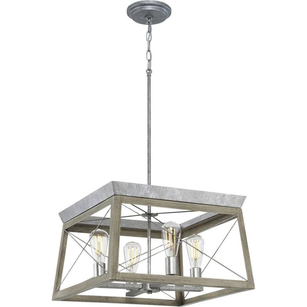 Progress Lighting Briarwood 4-Light Bleached Oak Farmhouse Chandelier Light