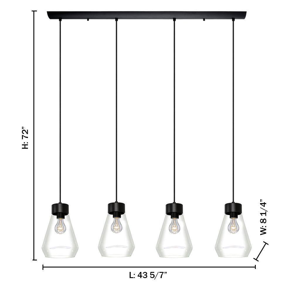 Eglo Montey 43.75 in. W x 72 in. H 4-Light Black Linear Pendant Light with Glass
