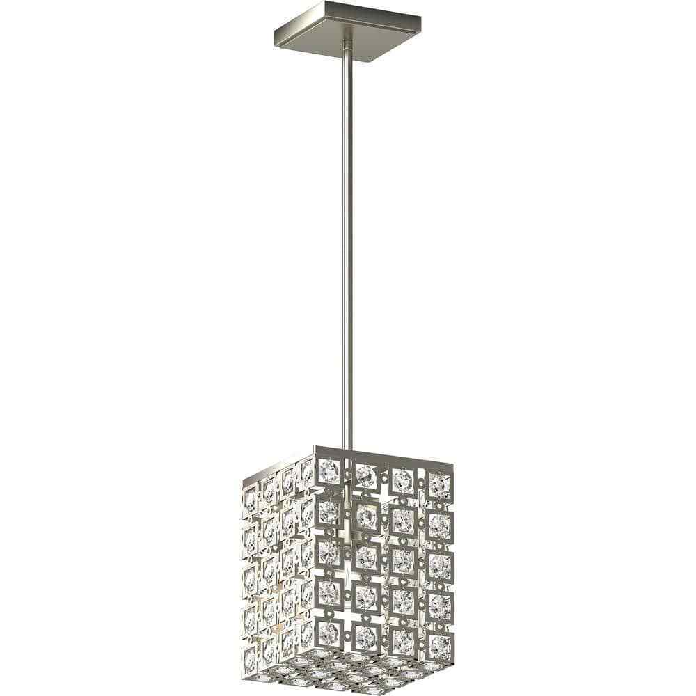 Volume Lighting 1-Light Indoor Brushed Nickel Square Rectangle Downrod Pendant