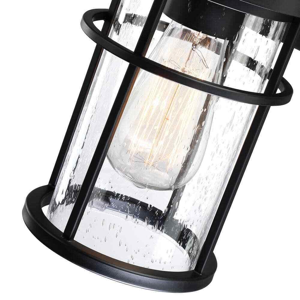 Uixe 11" Matte Black Hardwired Dusk to Dawn Outdoor Wall Lantern Sconce Sensor