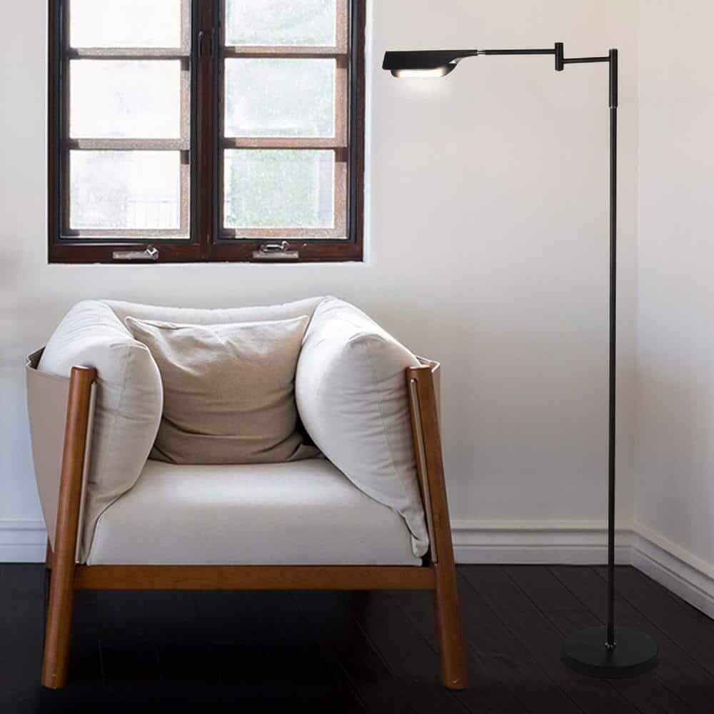 Brightech Leaf 53 in. Black LED Floor Lamp with Adjustable Arm and Shade