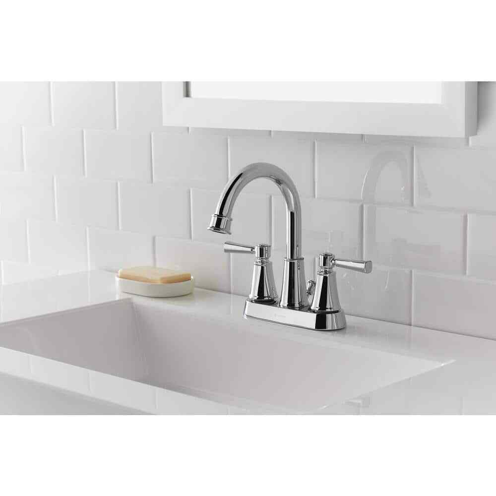 Glacier Bay Melina 4 in. Centerset Double Handle High-Arc Bathroom Faucet Chrome