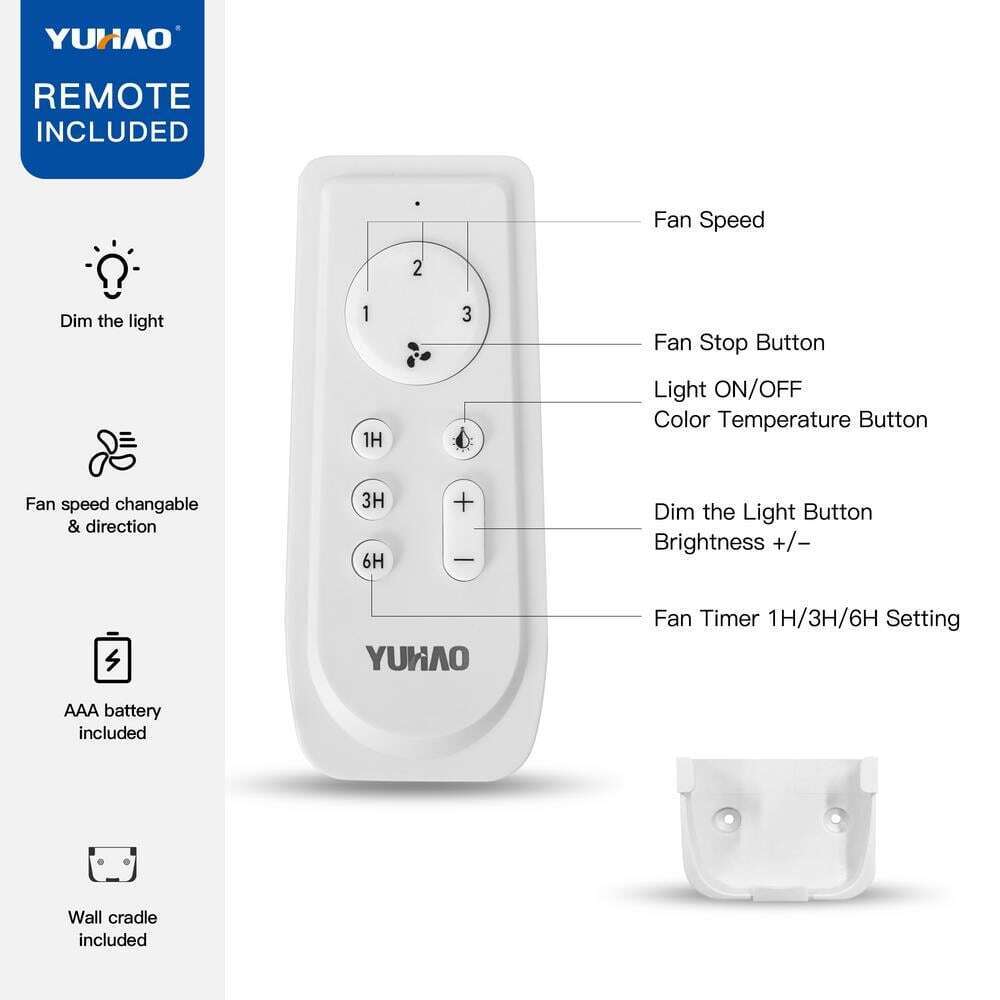 YUHAO Modern Farmhouse 48 in. Indoor Black Brown Ceiling Fan