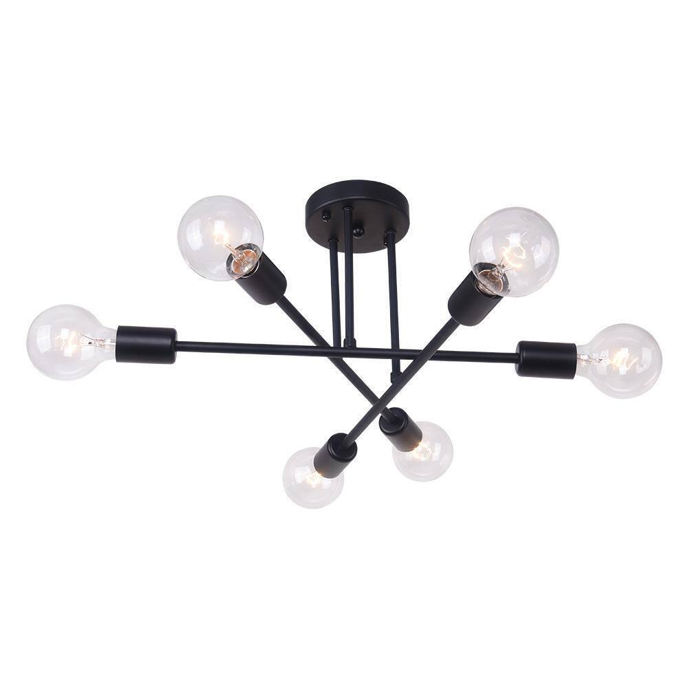 RRTYO Highlandville 23.62 in. 6-Light Black Sputnik Semi-Flush Mount