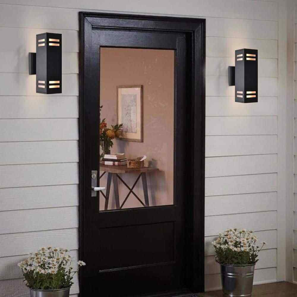 RRTYO 2-Light Matte Black Outdoor Waterproof Wall Lantern Exterior Sconce