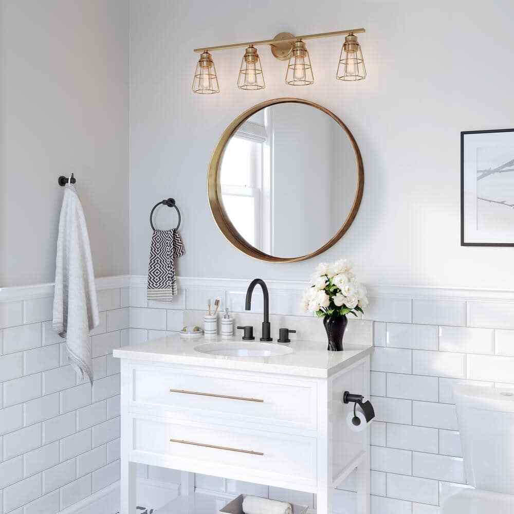 Millennium Lighting 32 in. 4-Light Modern Gold Vanity Light 3384-MG
