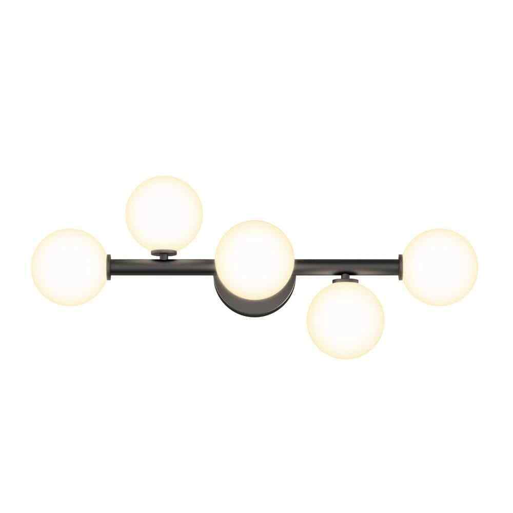 Artika Bloom 5-Light Black Modern LED Vanity Light Bar Bathroom Frosted Glass