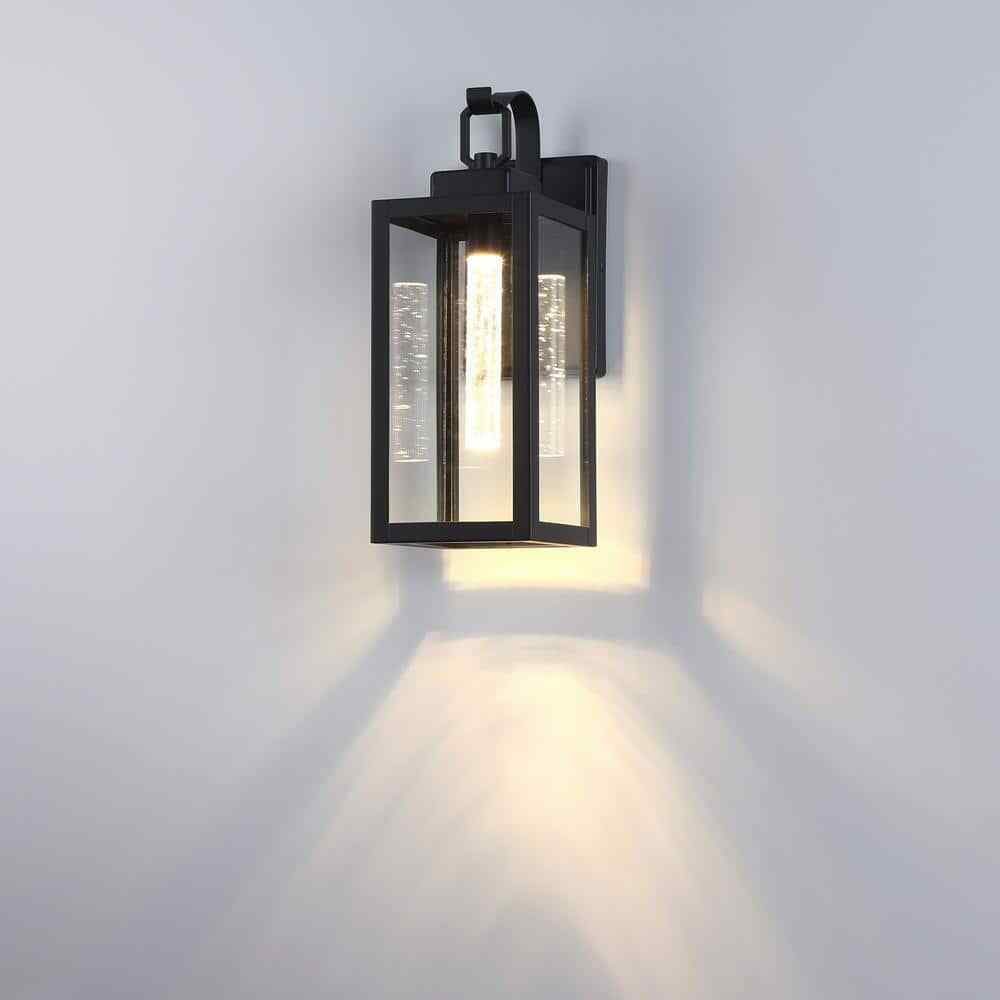 Pia Ricco 1-Light Black Wall Outdoor 7-Watt LED Outdoor Wall Light E26 Base