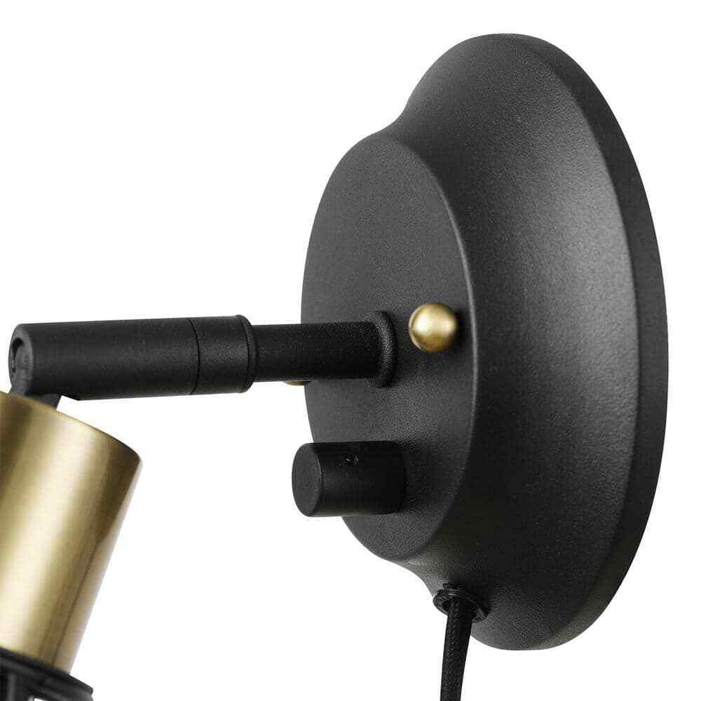 Hampton Bay Bryson 1-Light Matte Black and Brass Wall Sconce 65741