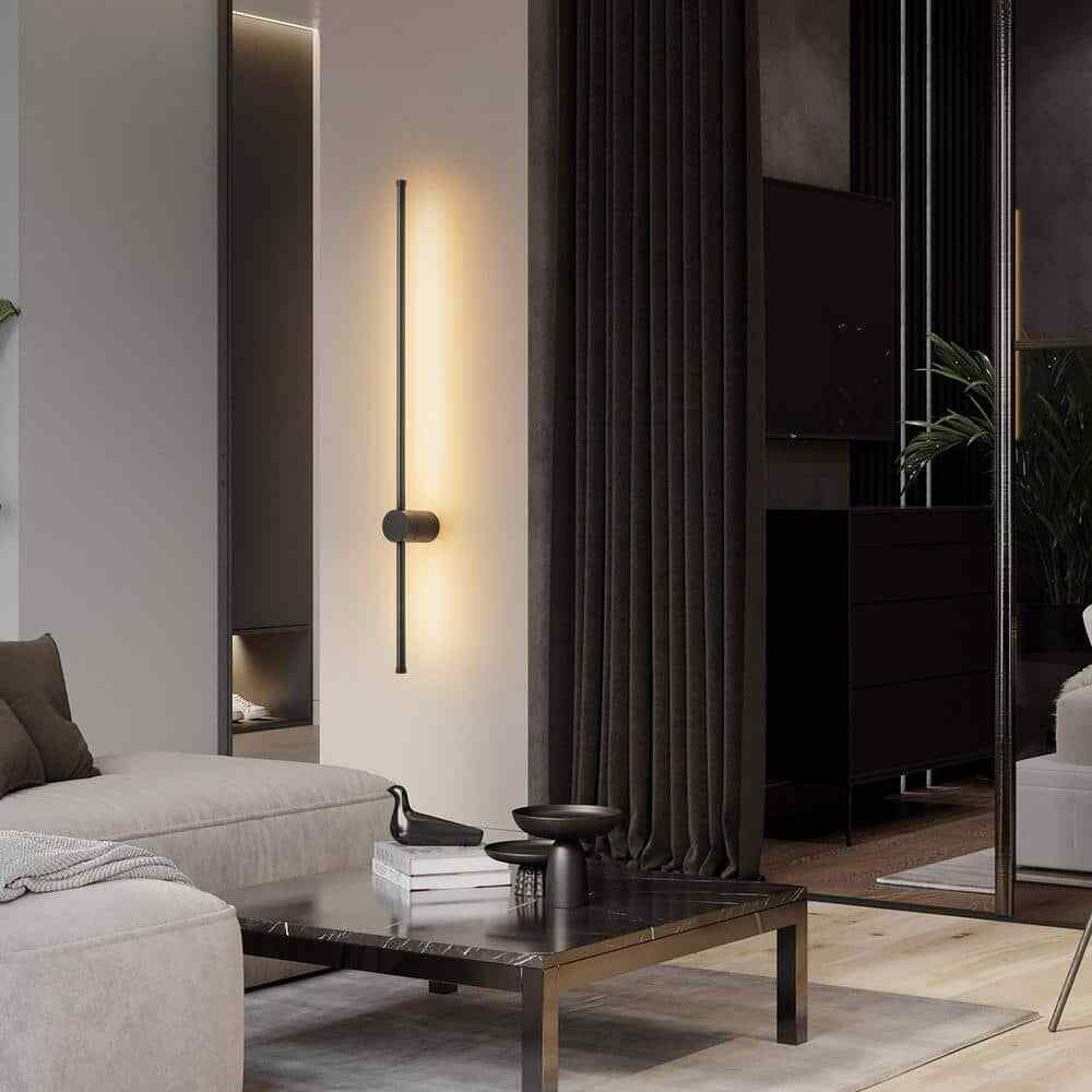 RRTYO Ronan 34.6 in. Black Warm Light LED Linear Sconce Vanity LIght