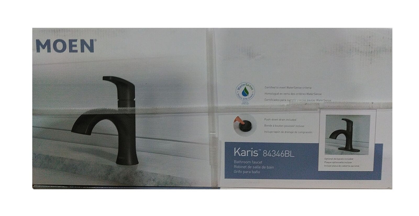 MOEN Karis Single Hole Single Handle Bathroom Faucet in Matte Black 84346BL