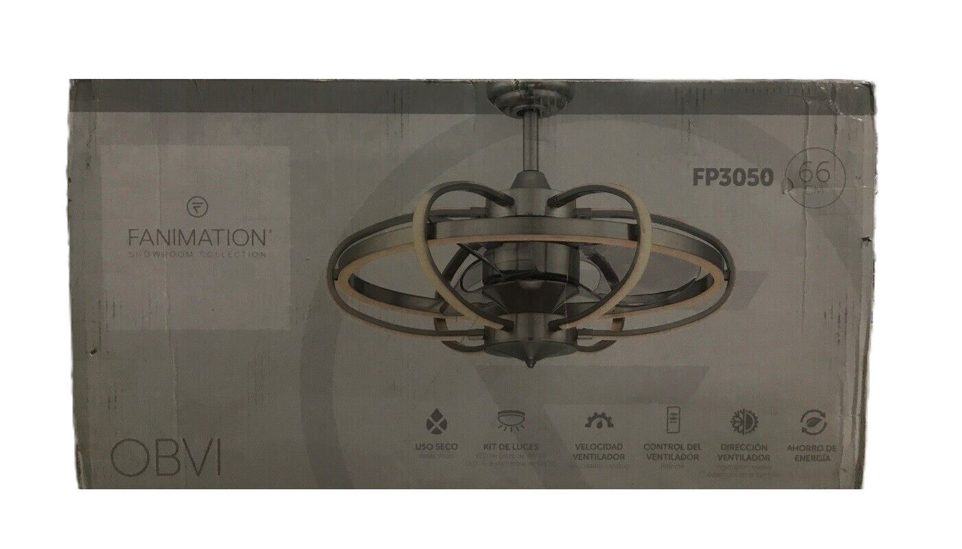 FANIMATION Obvi 26.43 in. LED Indoor Brushed Nickel Ceiling Fan w/ Light Kit