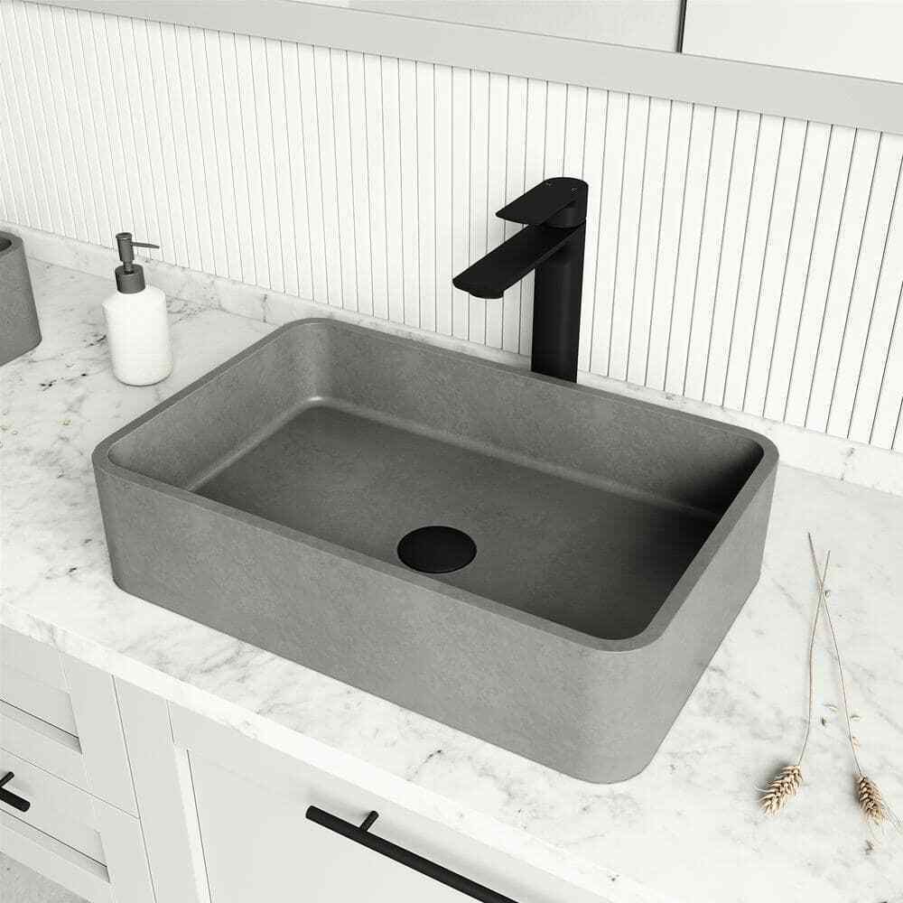 VIGO Vessel Bathroom Sink Pop-Up Drain and Mounting Ring Matte Black VG07000MB