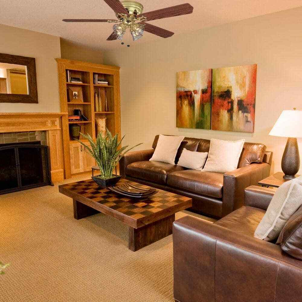 Hampton Bay Carriage House 52 in. LED Indoor Polished Brass Ceiling Fan