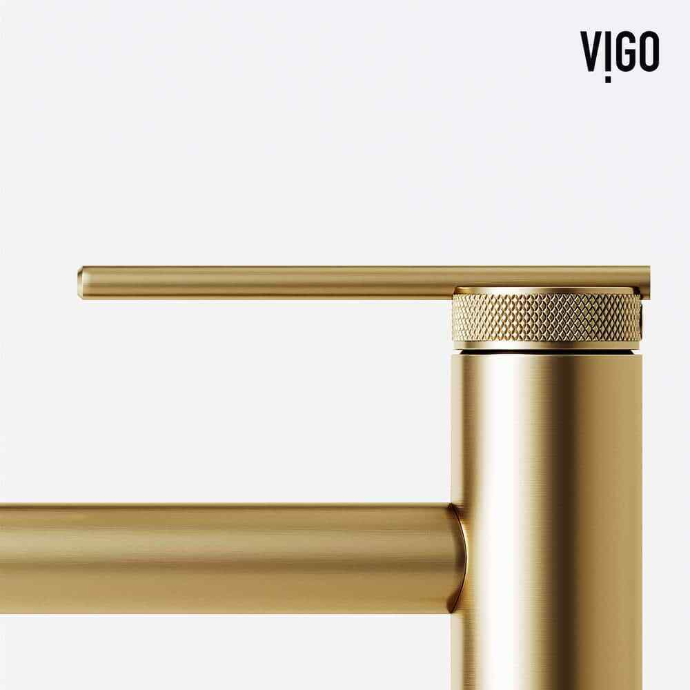VIGO Sterling Single-Hole Bathroom Vessel Faucet in Matte Brushed Gold