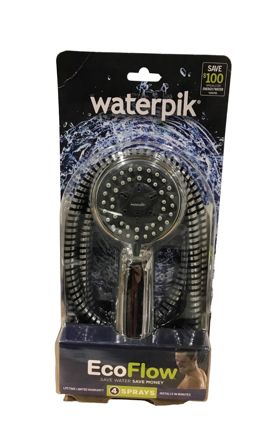 Waterpik 3-Spray 3.3 in. Single Wall Mount Handheld Shower Head in Chrome