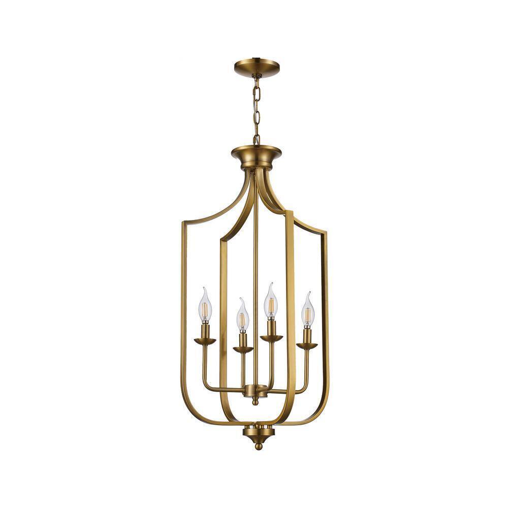 Bel Air Lighting Hillcrest 16 in. 4-Light Antique Gold Hanging Kitchen Light