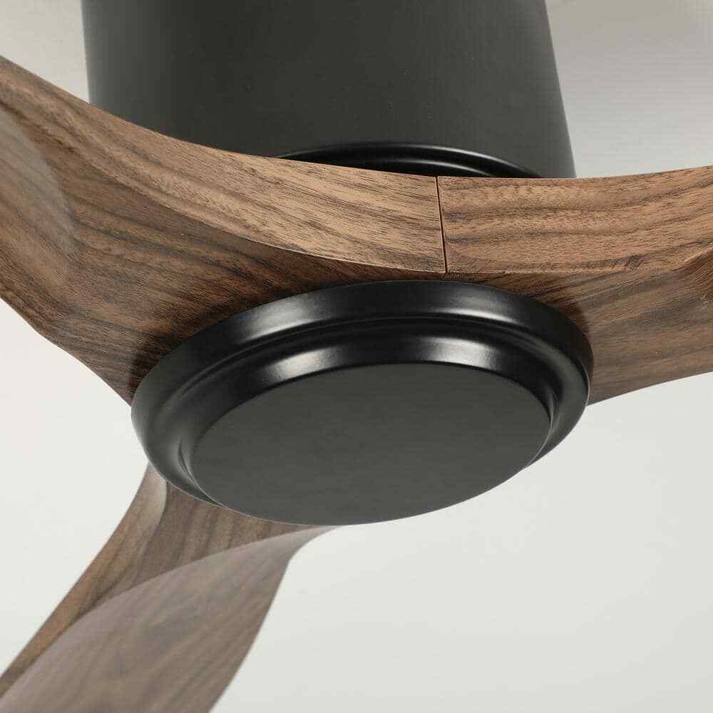 TOZING 52 in. Indoor Industrial Black Wood Windmill Flush Mount Ceiling Fan
