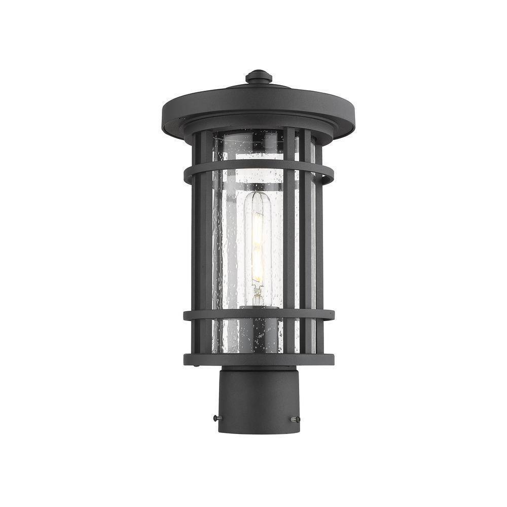 Jordan 14.75 in. 1-Light Black Aluminum Hardwired Outdoor Post Light