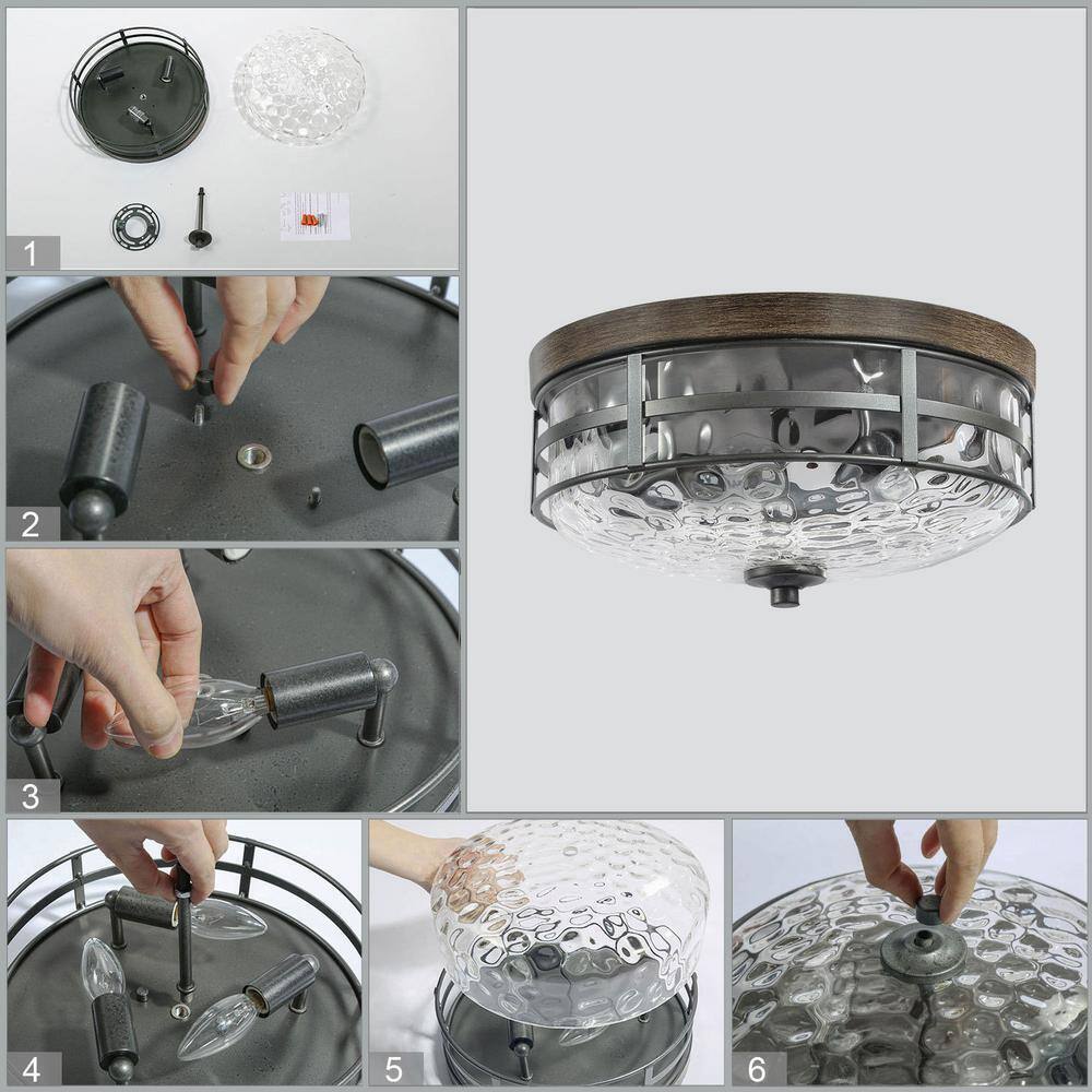 Uolfin Modern Farmhouse Ceiling Light Maya 3-Light Black Kitchen Flush Mount