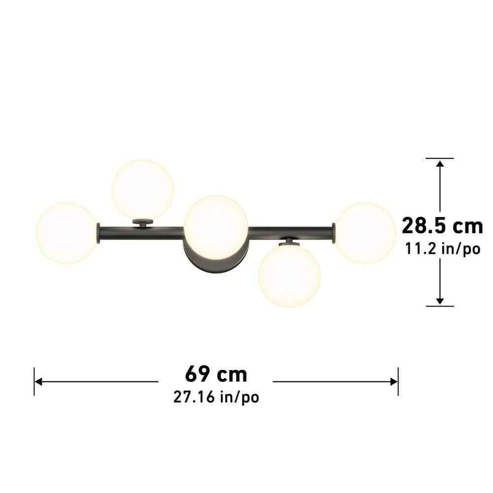 Artika Bloom 5-Light Black Modern LED Vanity Light Bar Bathroom Frosted Glass