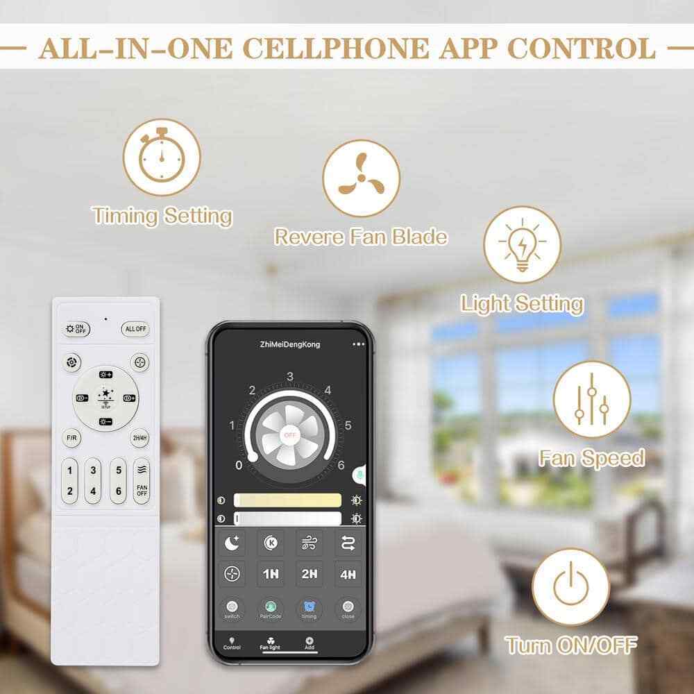 Bella Depot 19 in. Indoor Smart App Control White Ceiling Fan w/ Integrated LED
