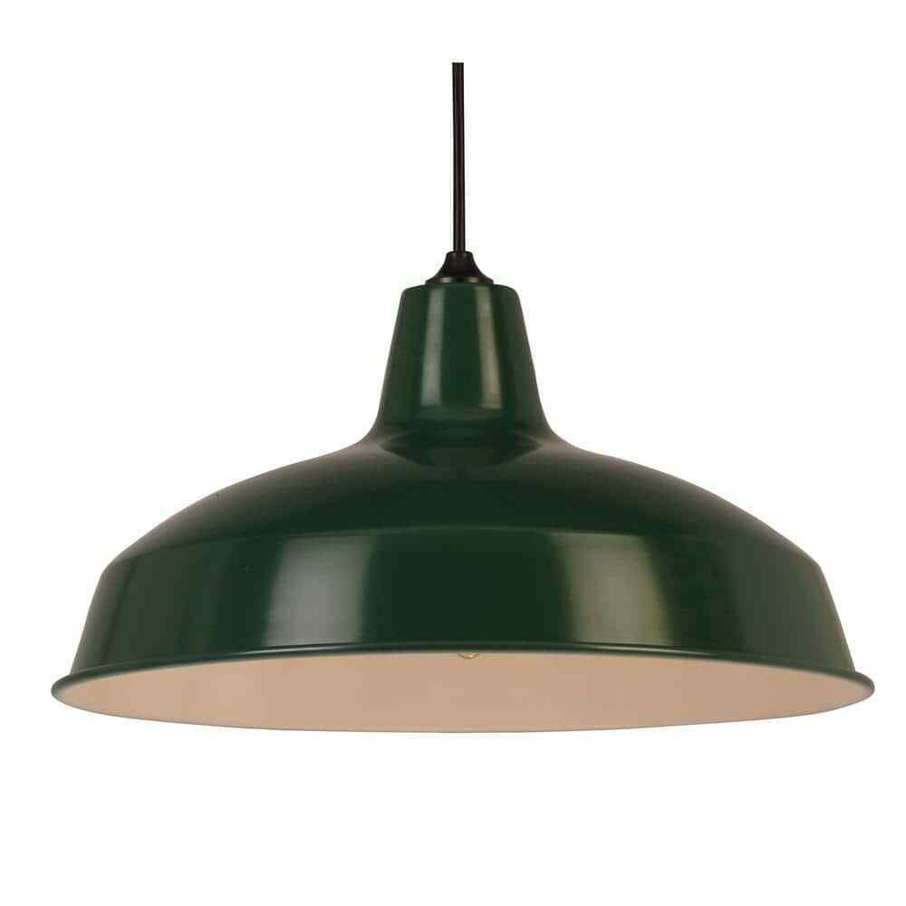 Hampton Bay 1-Light Hunter Green Warehouse Pendant with Metal Shade AF-1032R/GRN