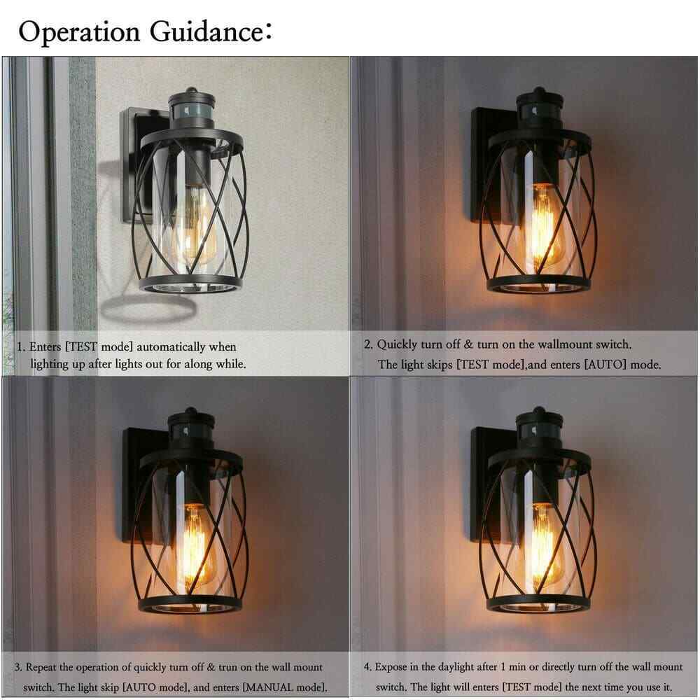 Uolfin Modern Outdoor Wall Light 1-Light Motion Sensor Wall Lantern Sconce 2-Pk