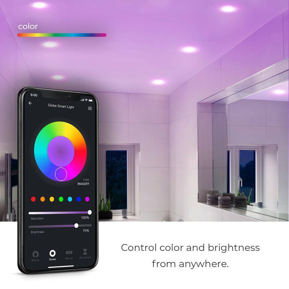 Globe Electric Wi-Fi Smart 3 in. Ultra Slim LED Recessed Lighting Kit 2-Pack