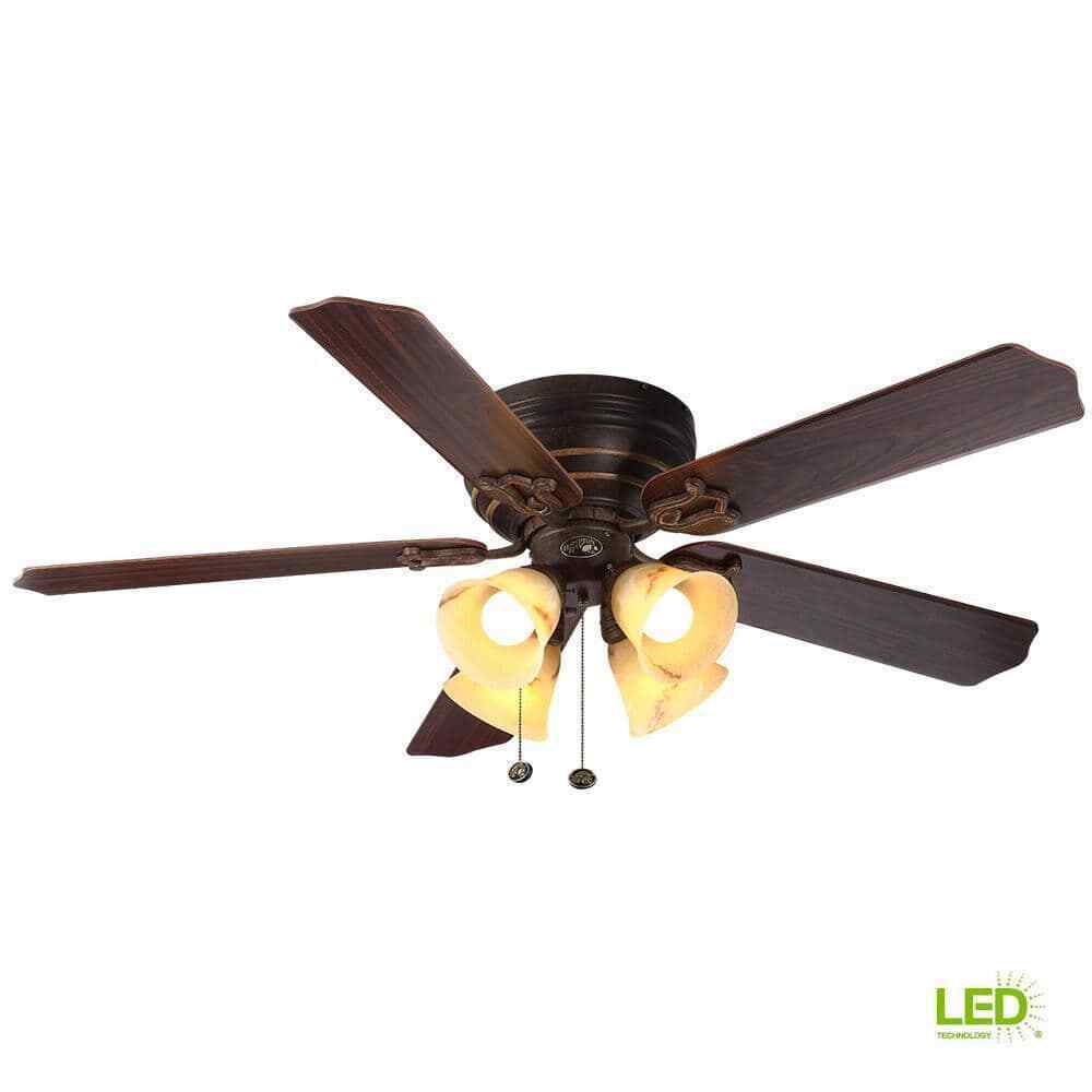 Hampton Bay Carriage House 52 in. Indoor LED Iron Ceiling Fan w/ Light Kit