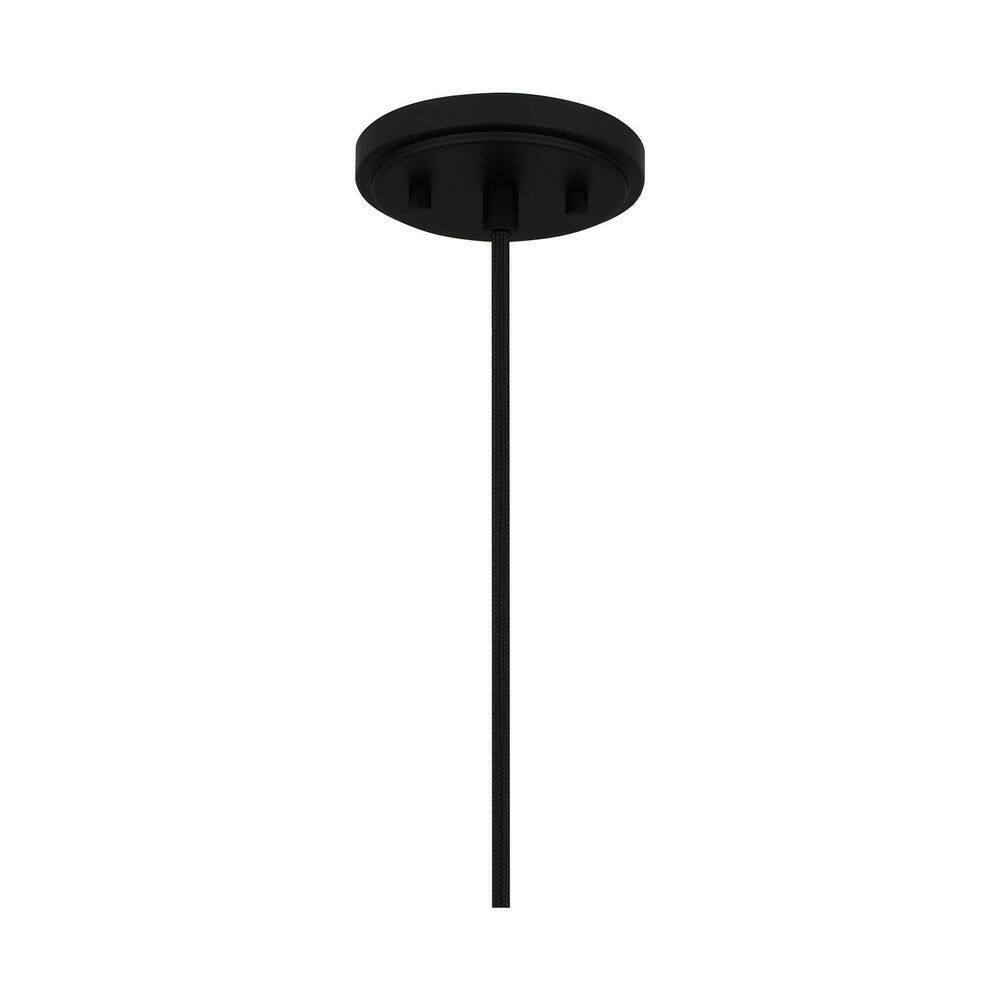 Hampton Bay Highler 1-Light Matte Black Pendant with Matte Black Rattan Shade