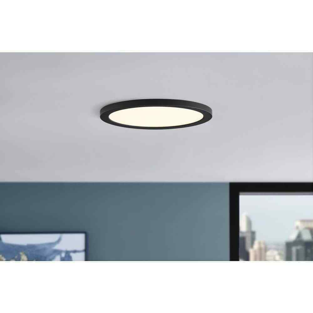 Commercial Electric 15 in. Black Ultra-Low Profile LED Flush Mount 5CCT 2-Pack