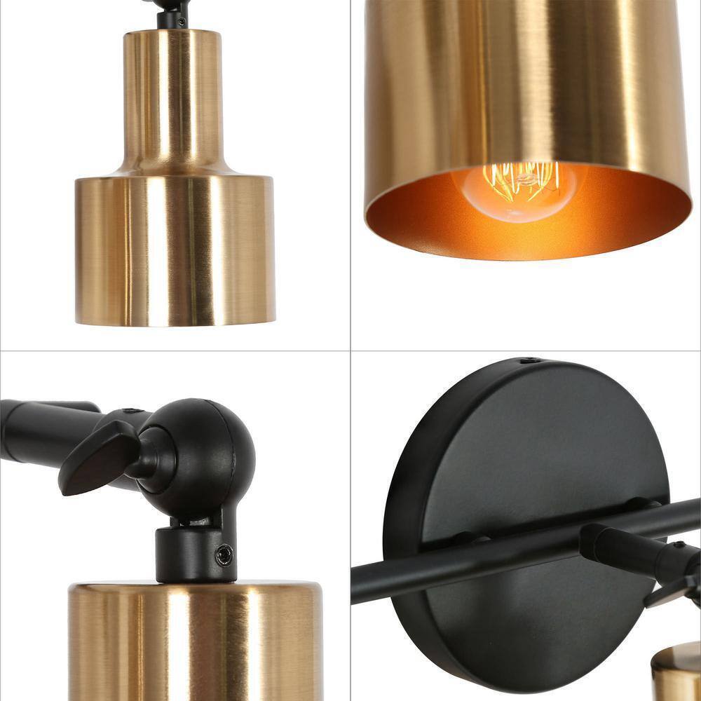 Uolfin Modern Brass Bathroom Vanity Light 20 in. 3-Light Black Gold Powder Room