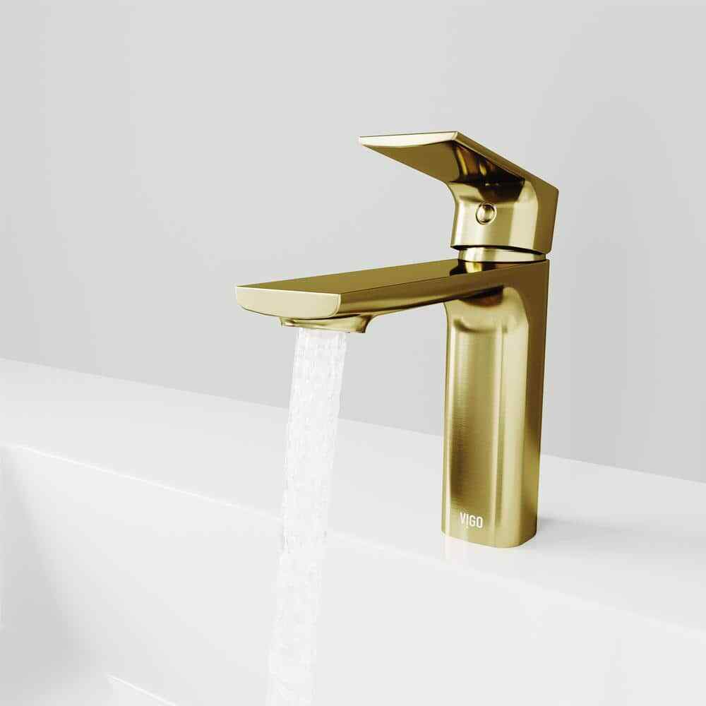 VIGO Davidson Single Handle Single-Hole Bathroom Faucet in Matte Brushed Gold
