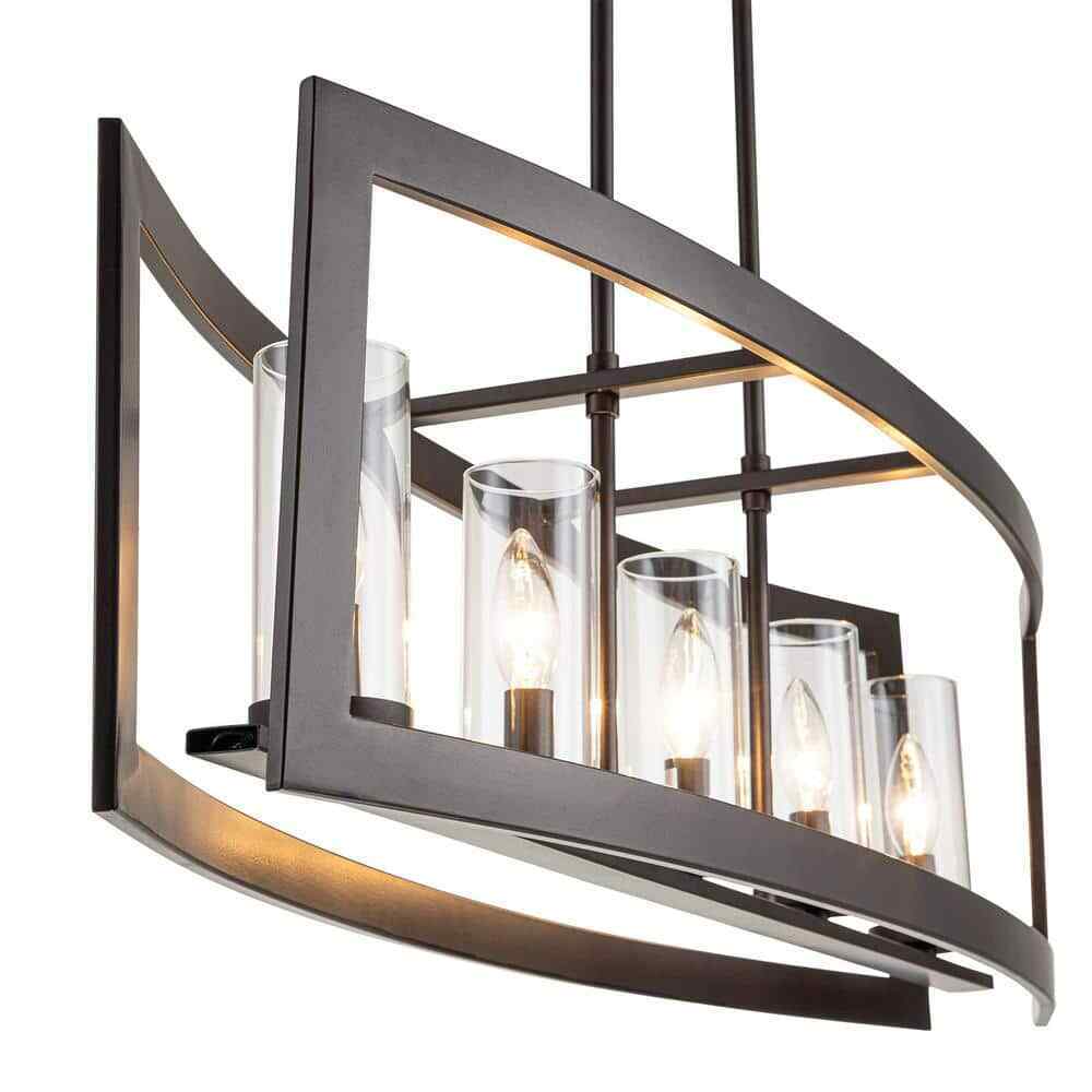 RRTYO Sylvette 5-Light Oil Rubbed Bronze Kitchen Curved Island Chandelier