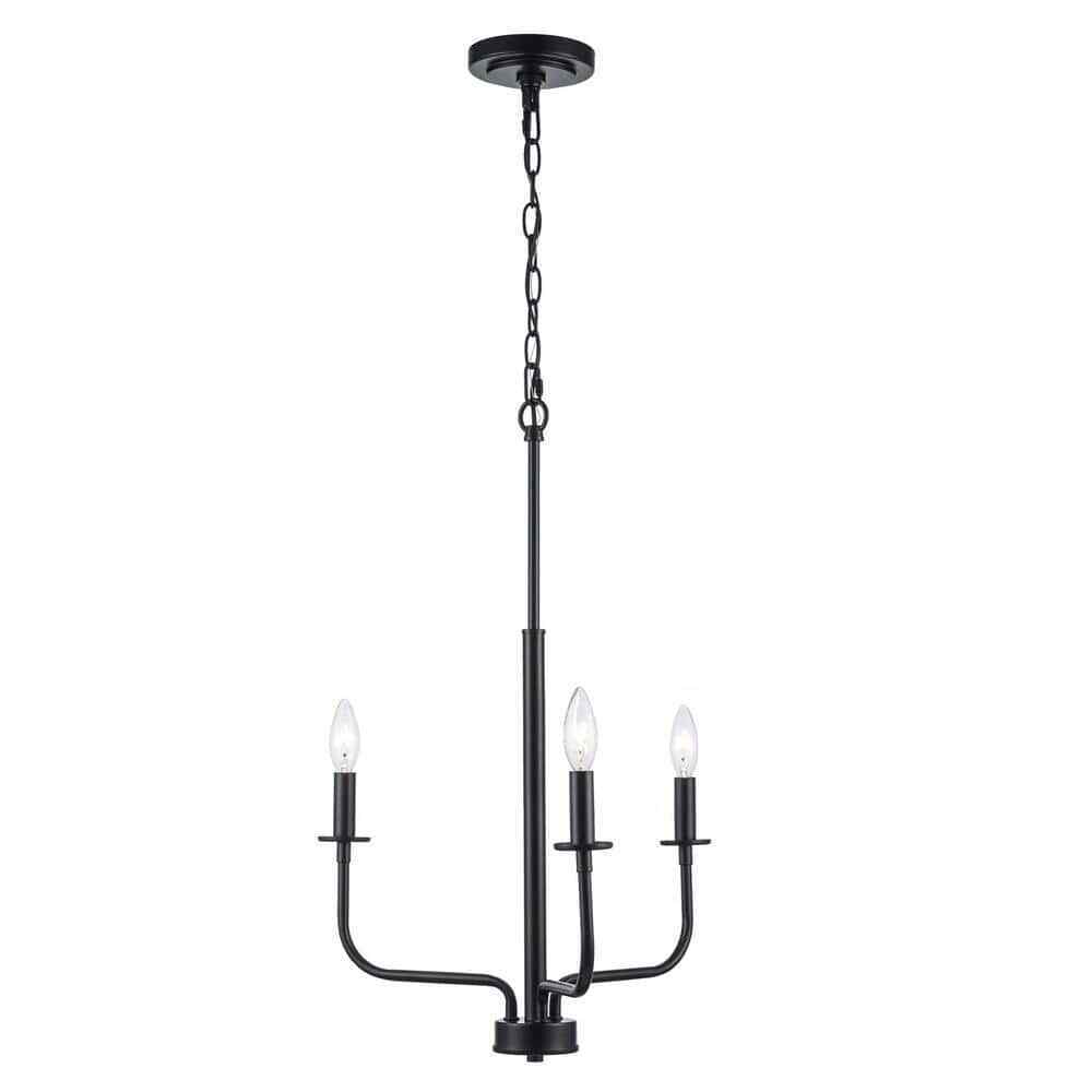Bel Air Lighting Tennyson 3-Light Black Candle Chandelier Light Fixture 11653 BK