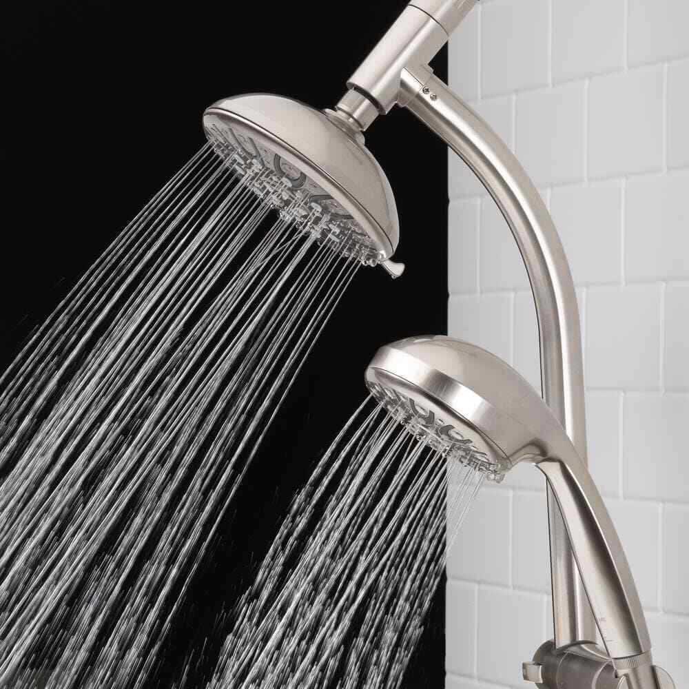 Glacier Bay 6-Spray Wall Bar Rain can Showerhead w/ 6-Spray Hand shower