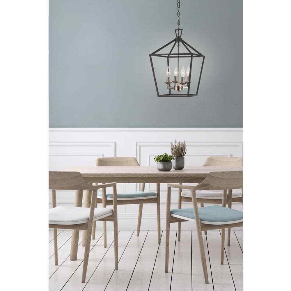 Bel Air Lighting Lacey 4-Light Black and Chrome Pendant Light Fixture