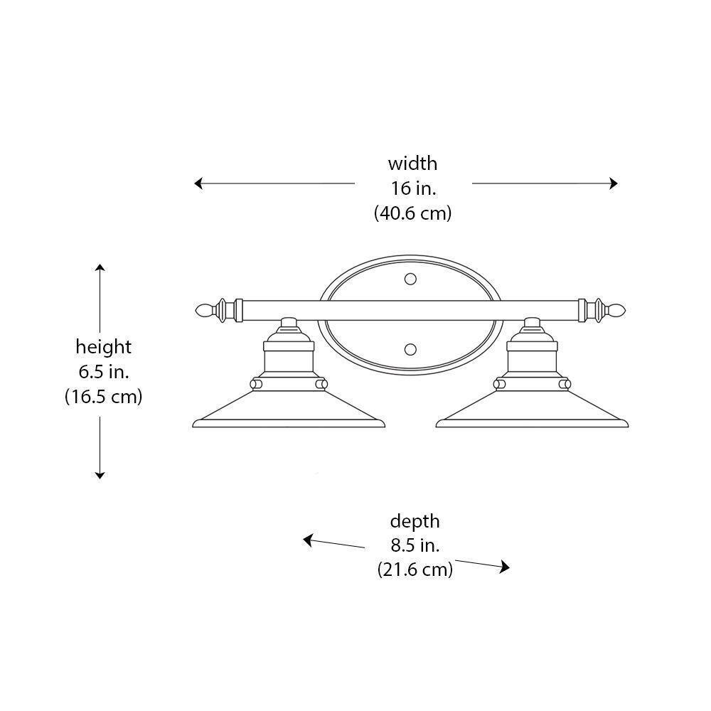 Home Decorators Glenhurst 16 in. 2-Light Brushed Nickel Vanity Light Fixture
