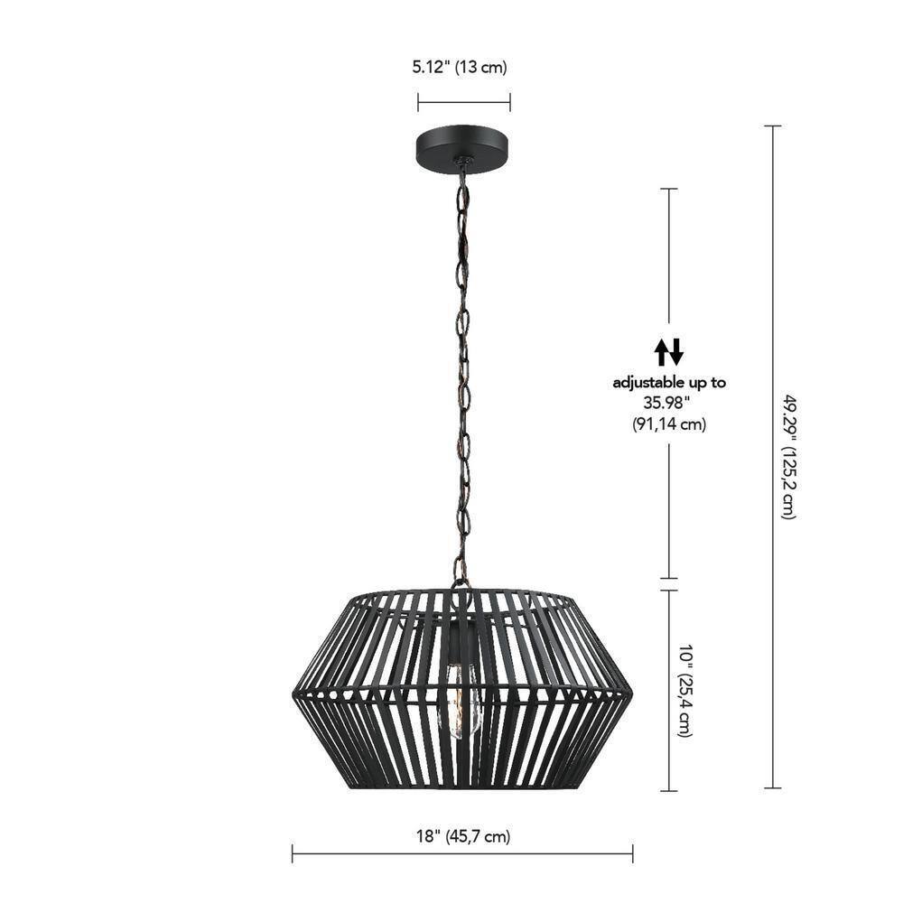 Globe Electric Juliet 1-Light Matte Black Chandelier with Caged Metal Shade
