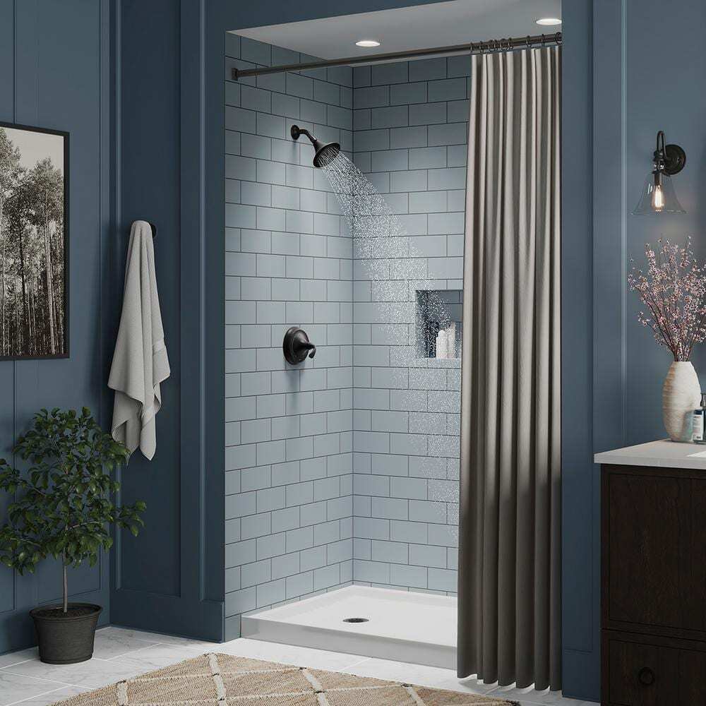 KOHLER Forte 1-Spray Patterns Wall Mount Fixed Shower Head in Matte Black