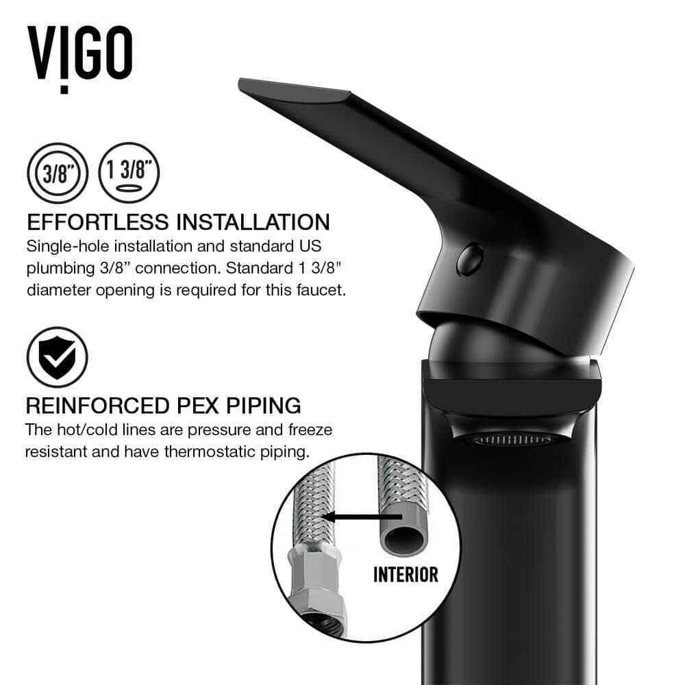 VIGO Davidson Single Handle Single-Hole Bathroom Faucet Sink in Matte Black