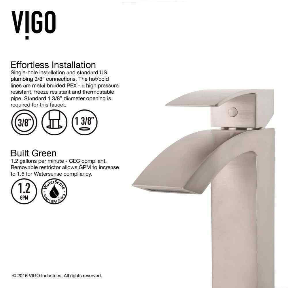 VIGO Duris Single Handle Single-Hole Bathroom Vessel Faucet in Brushed Nickel