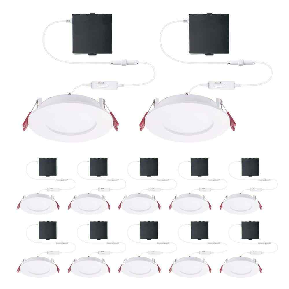 Commercial Electric 4 in. LED Slim 3 CCT Canless - White 12-Pack 92085