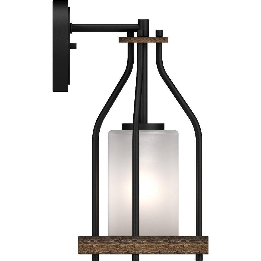 Volume Lighting Emery 5 in. Walnut and Black Indoor Vanity Wall Sconce